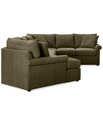 CLOSEOUT! Wrenley 170" 3-Pc. Fabric Sectional Full Sleeper Cuddler Chaise Sofa, Created for Macy's