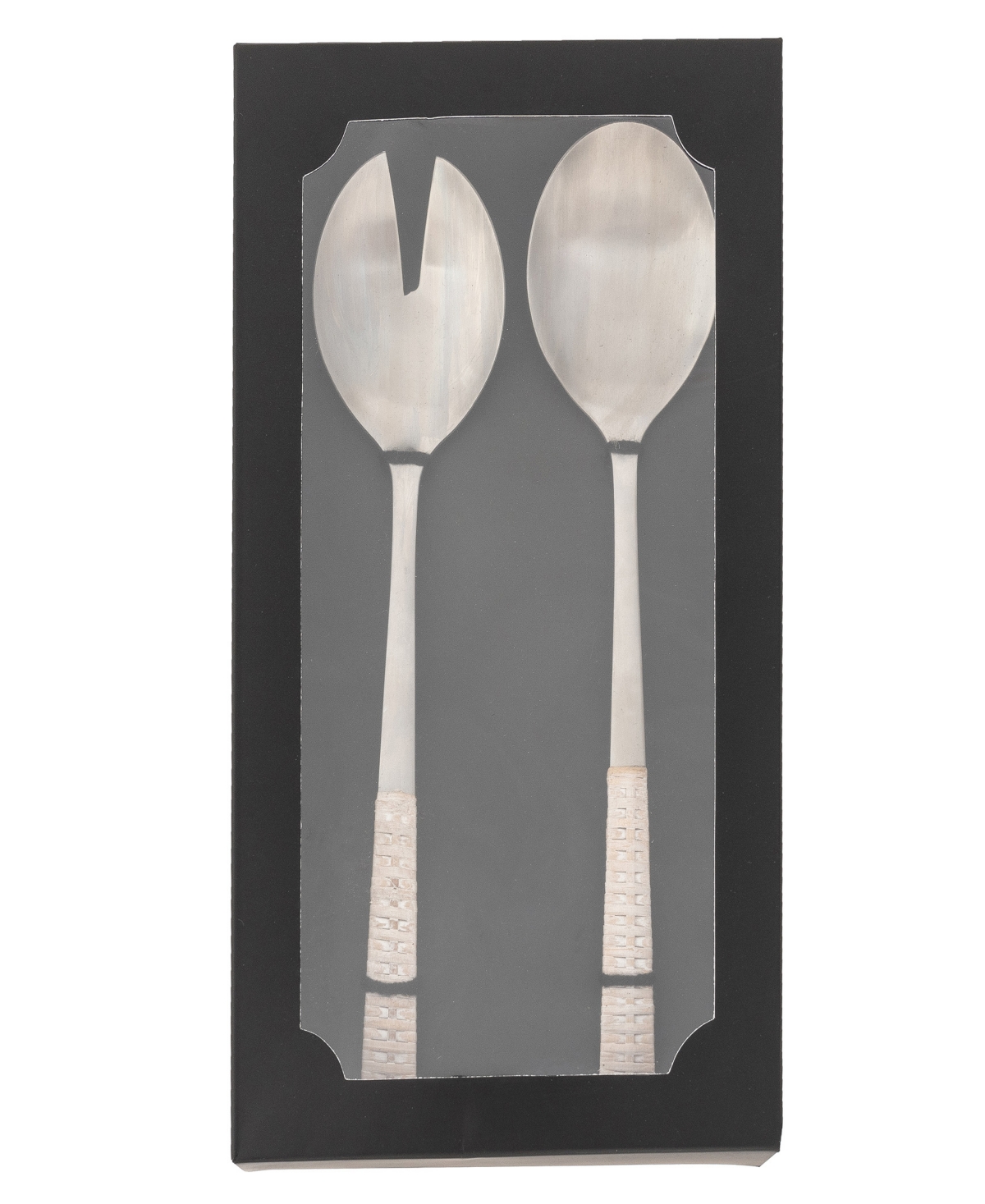 Artifacts Trading Company Artifacts Rattan Rattan Stainless-Steel Serving Pieces (Set of 2) - With Gift Box