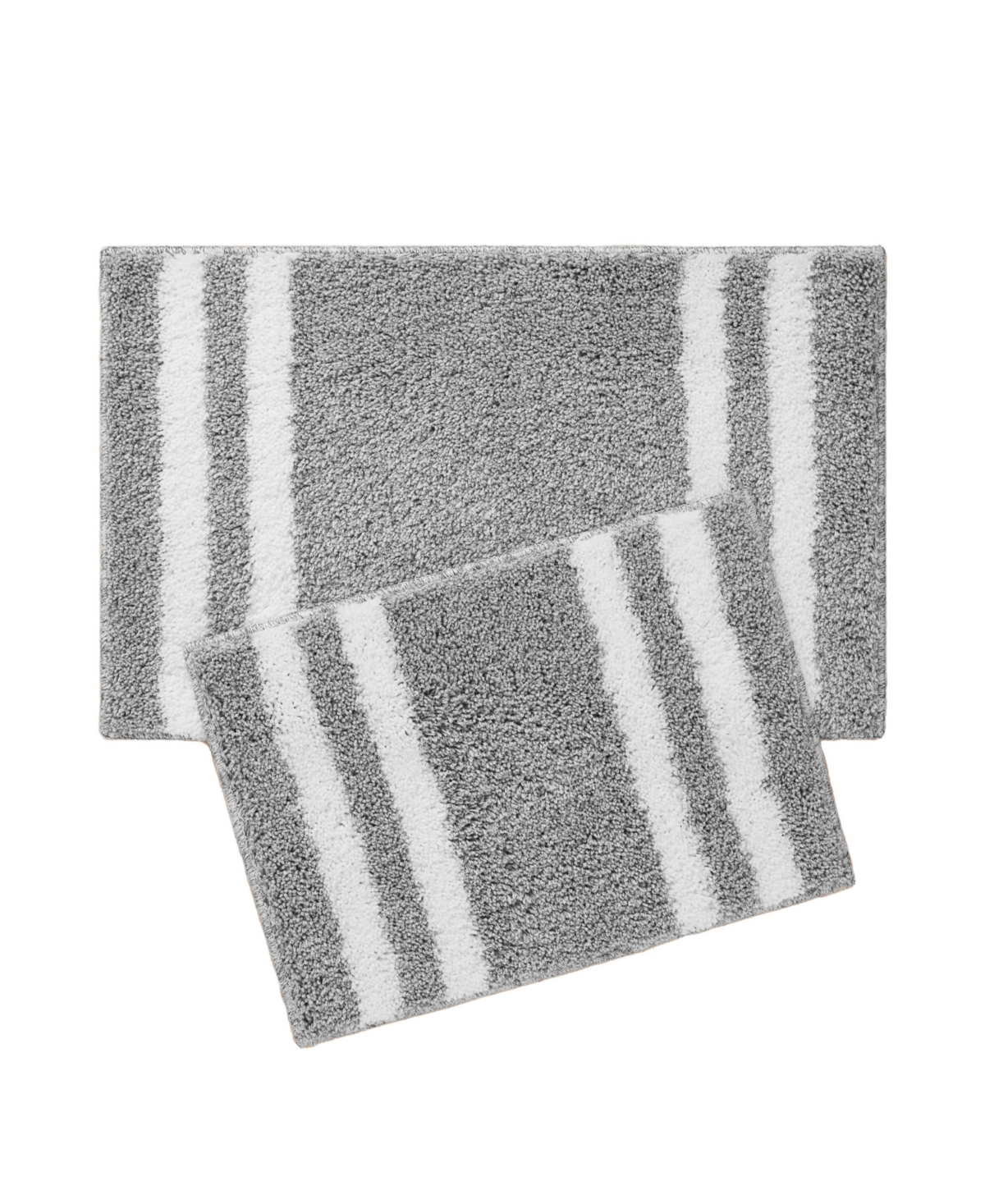 Lucky Brand Harden Striped Heathered 2-piece Bath Rug Set, 17" X 24" And 20" X 32" Bedding In Light Gray