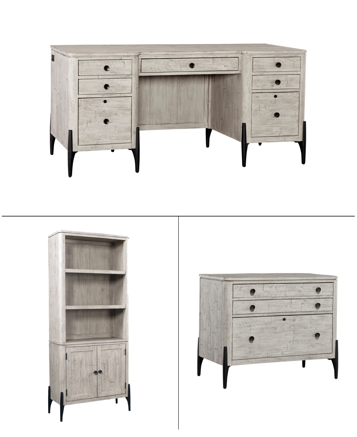 Furniture Zane 4pc Set Executive Set (executive Desk, 2 Door Bookcases, Workstation Combo File