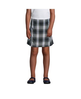 Big Girls School Uniform Slim Side Pleat Plaid Skort Above the Knee
