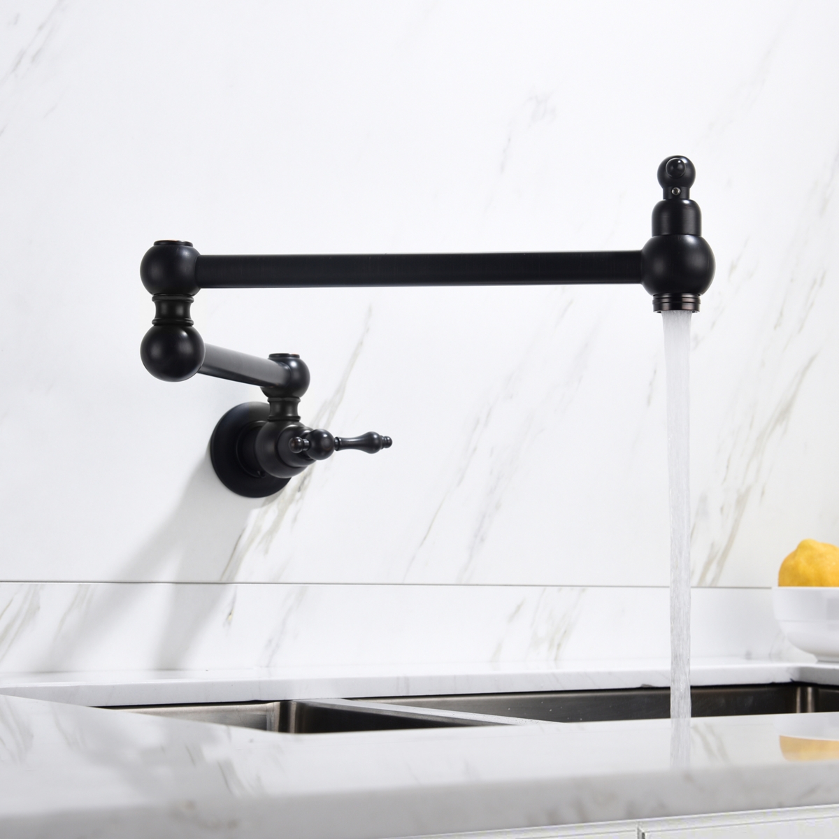 Two Handle High Arc Widespread Bathroom Sink Faucet 3 Hole - Black