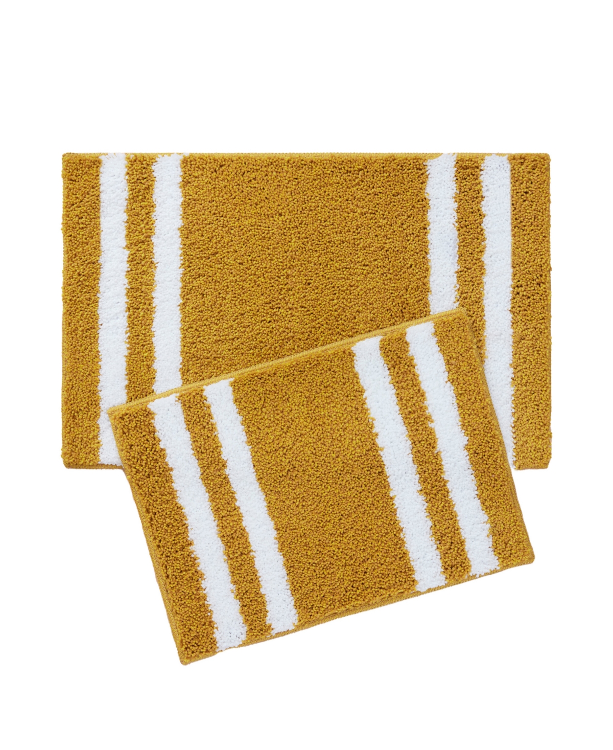 Lucky Brand Harden Striped Heathered 2-piece Bath Rug Set, 17" X 24" And 20" X 32" In Ochre Yellow