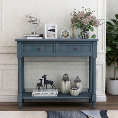 Daisy Series Console Table Traditional Design With Two Drawers And Bottom Shelf