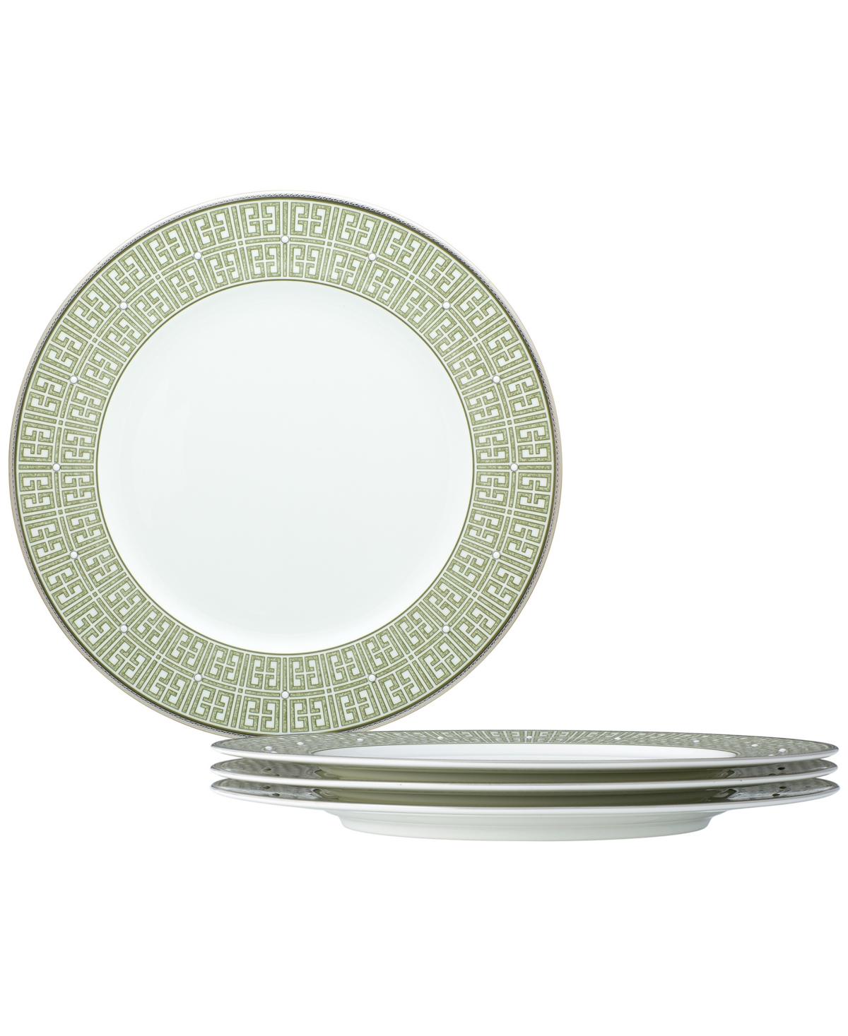 Noritake Infinity Platinum 4 Piece Dinner Plate Set , Service For 4 In Green Platinum