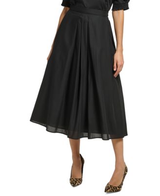 Women's Pleated Cotton Midi Skirt