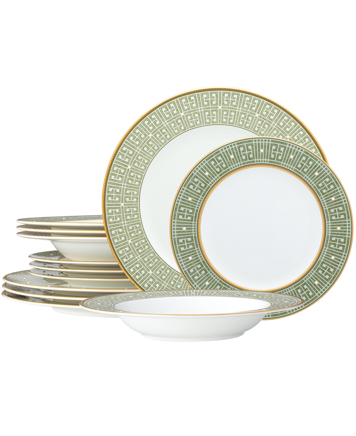 Noritake Infinity 12 Piece Set, Service For 4 In Green Gold