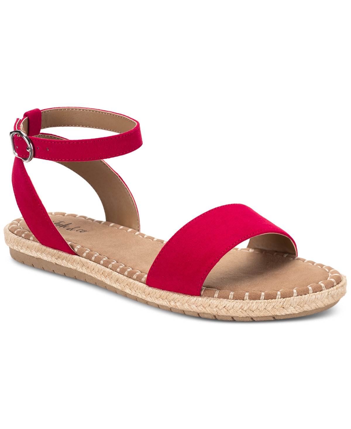 Style & Co Women's Peggyy Ankle-strap Espadrille Flat Sandals, Created For Macy's In Red