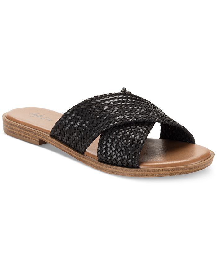 Style & Co Shannonn Woven Slip-On Crisscross Flat Sandals, Created for ...