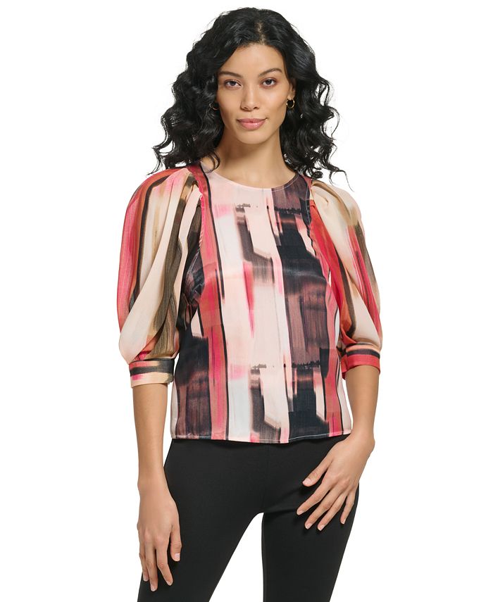 DKNY Women's Puff Half-Sleeve Top - Macy's