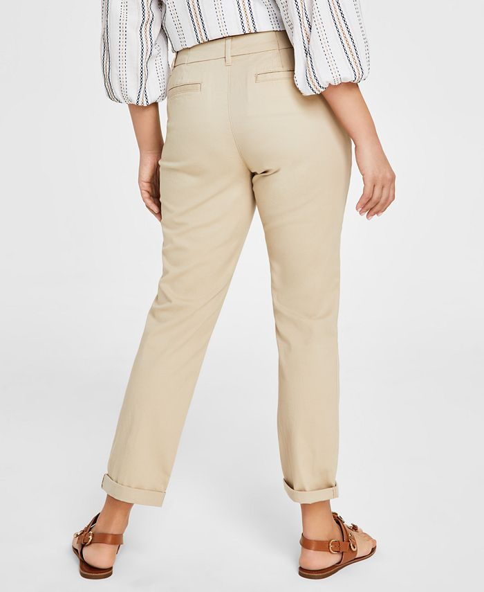 Tommy Hilfiger Women's TH Flex Hampton Cuffed Chino Straight-Leg Pants ...