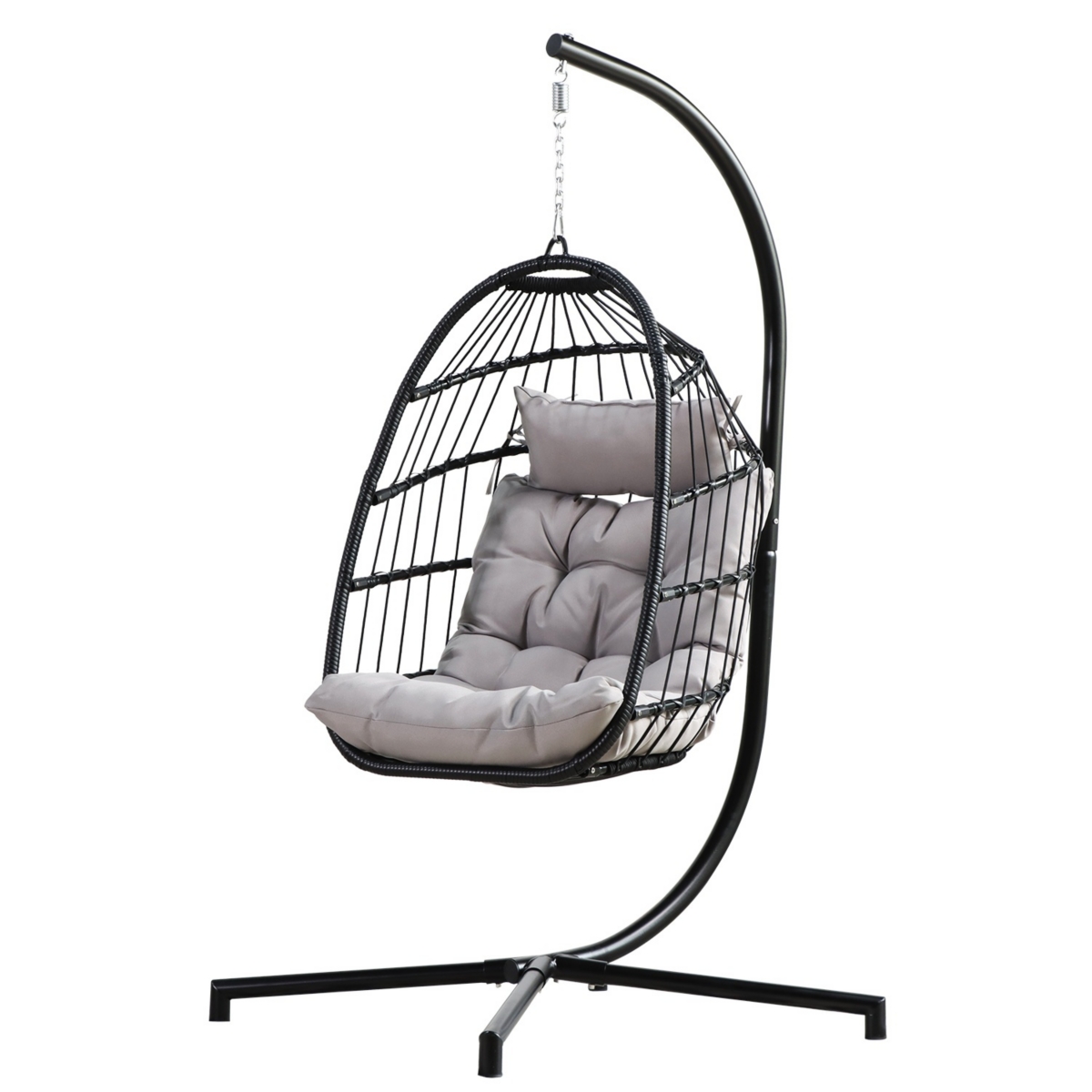 Simplie Fun Indoor Outdoor Patio Hanging Egg Chair Wicker Swing Hammock