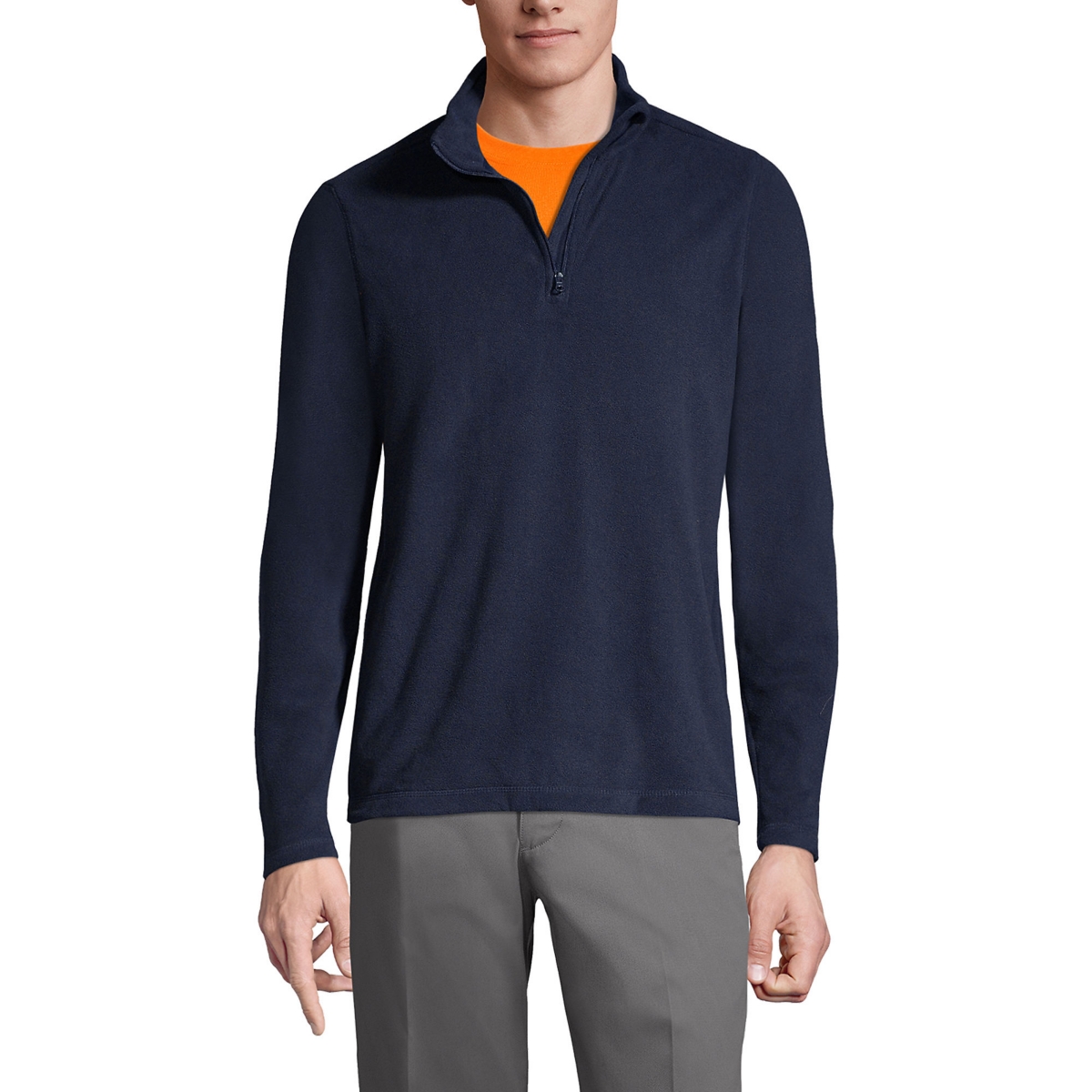 Lands' End School Uniform Men's Lightweight Fleece Quarter Zip Pullover Jacket