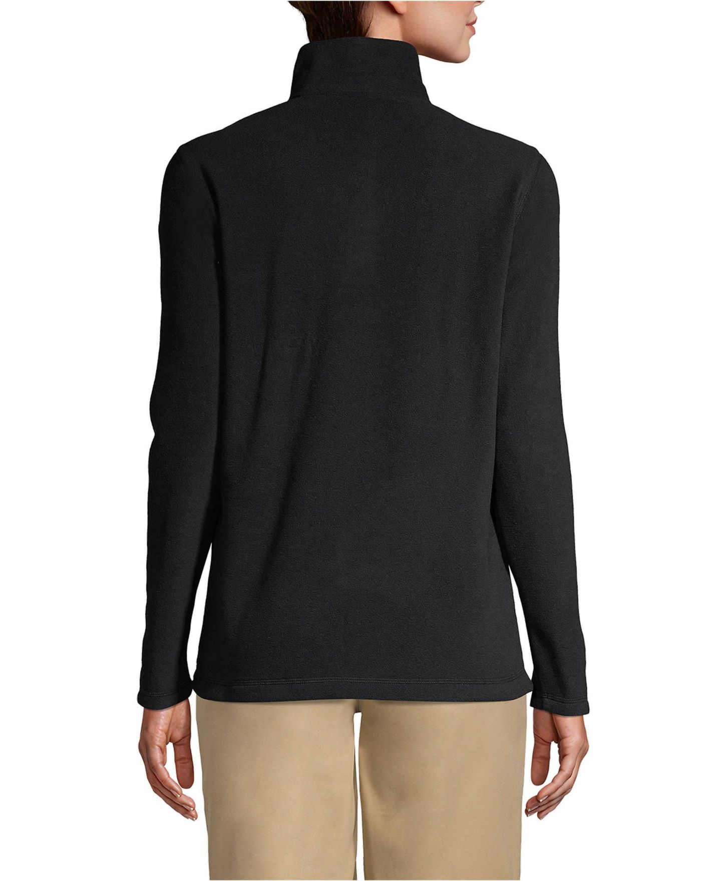 Женский свитер Lands' End Lightweight Fleece Quarter Zip Pullover, цвет: Чёрный — фото 10