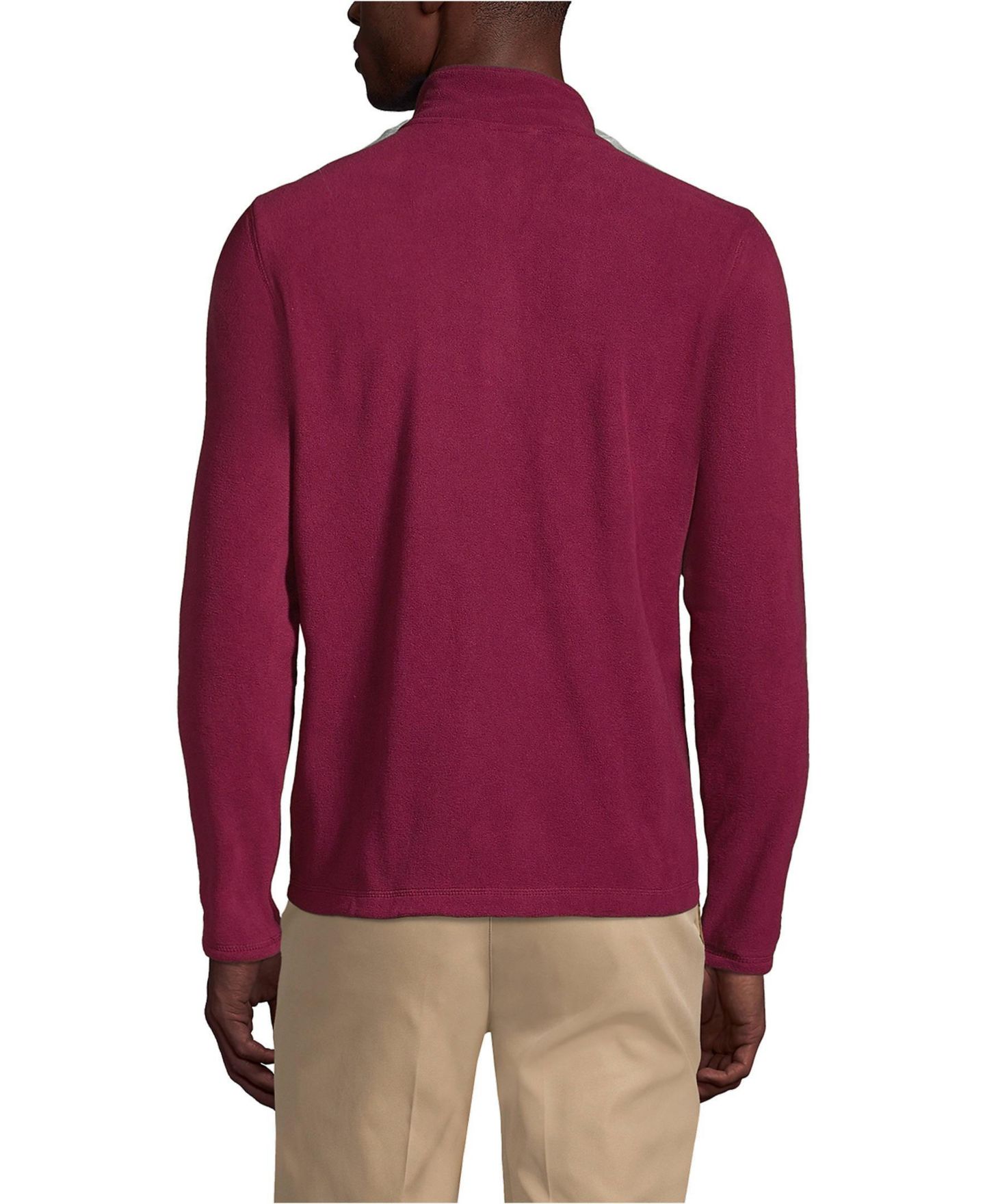 Мужской свитер Lands' End Lightweight Fleece Quarter Zip Pullover, цвет: Бордовый — фото 6