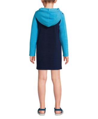 Girls Long Sleeve Hooded Front Pocket Terry Cloth Swimsuit Cover-Up