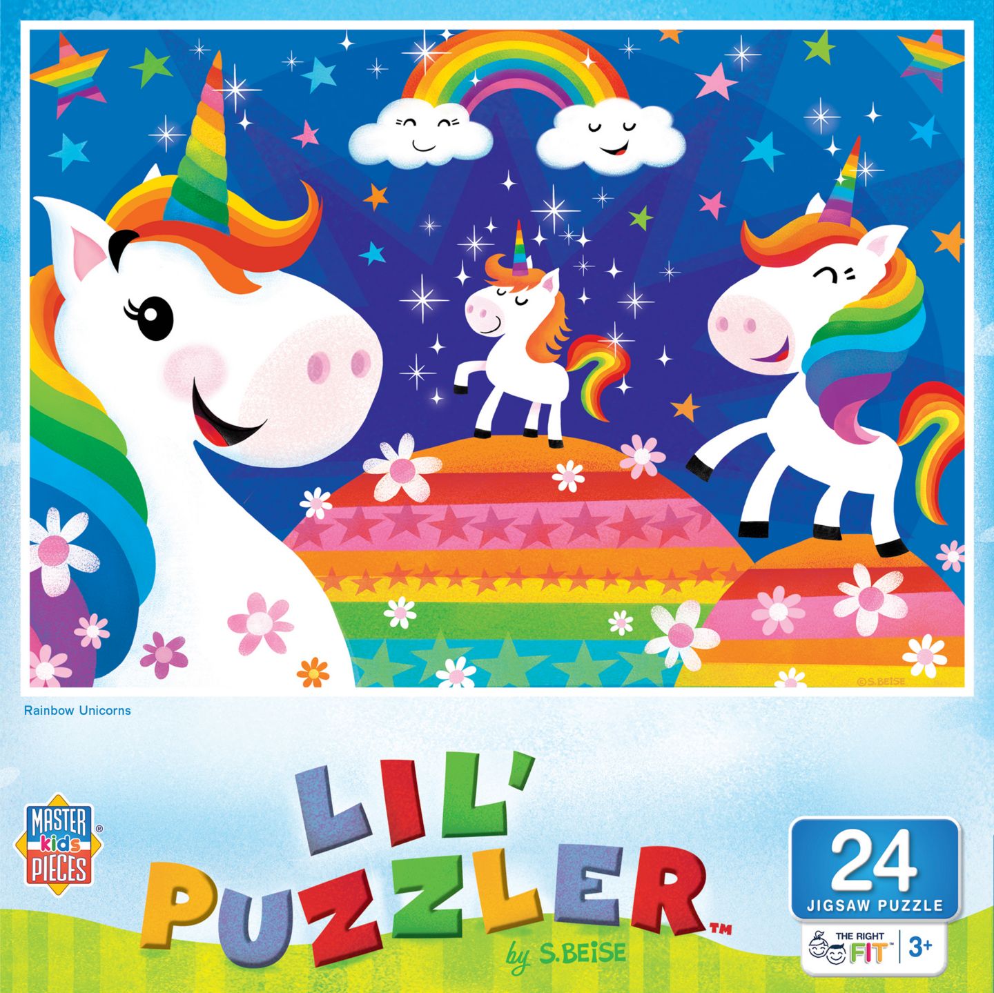 Детский пазл MasterPieces Puzzles Lil Puzzler Rainbow Unicorns 24 Piece Jigsaw Puzzle, Ages 3+, цвет: Разноцветный — фото 1