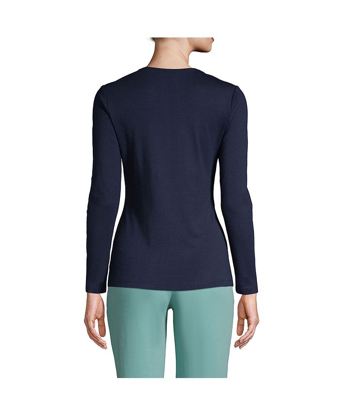 Lands' End Petite Cotton Rib Long Sleeve Crewneck TShirt Macy's