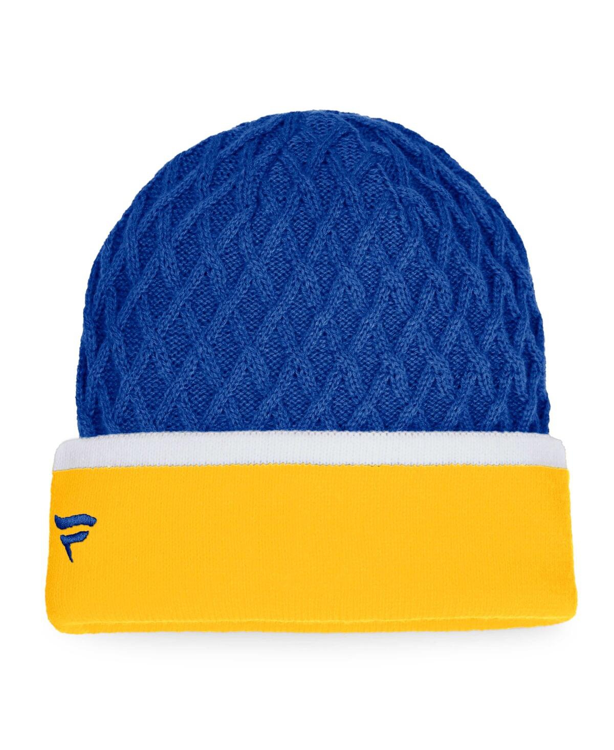 Fanatics Men's  Gold, Blue St. Louis Blues Iconic Striped Cuffed Knit Hat In Gold,blue