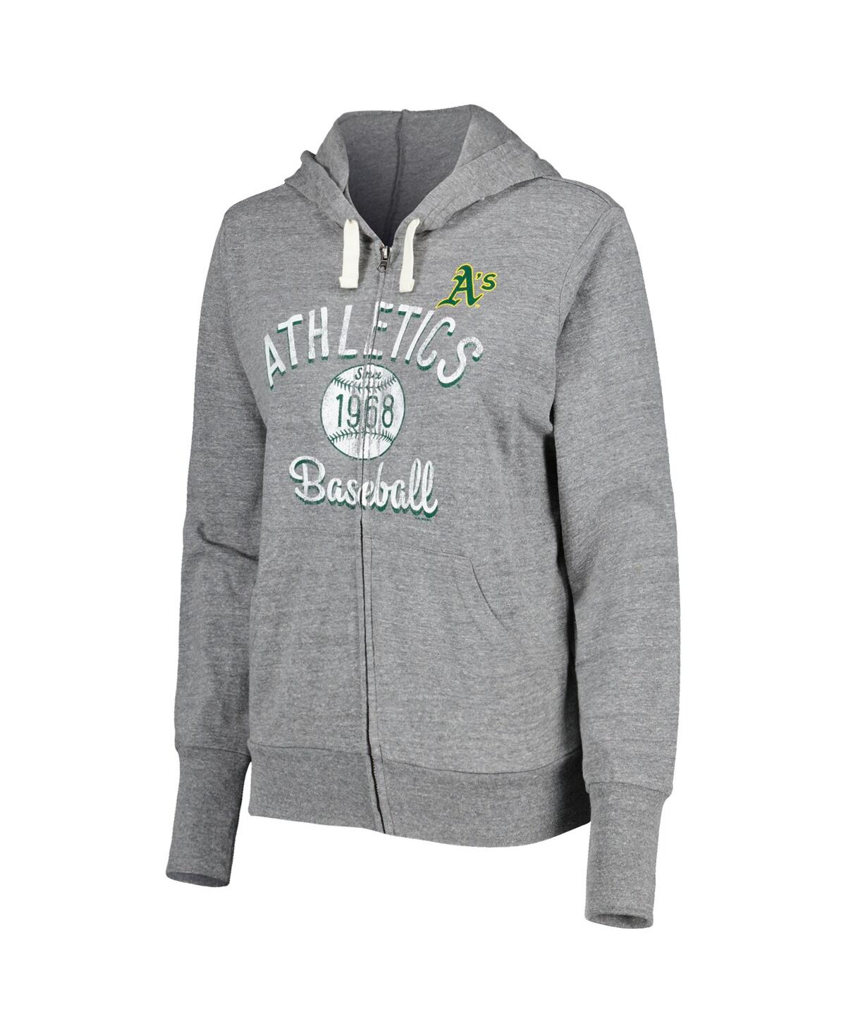 Shop Touché Women's Touch Gray Oakland Athletics Training Camp Tri-blend Full-zip Hoodie