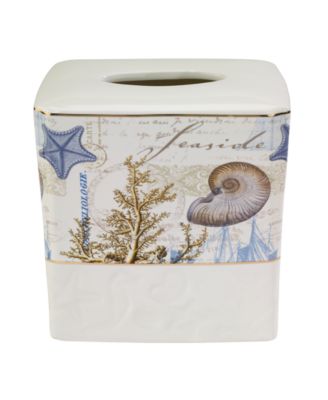 Avanti Antigua Starfish & Seashells Ceramic Tissue Box Cover