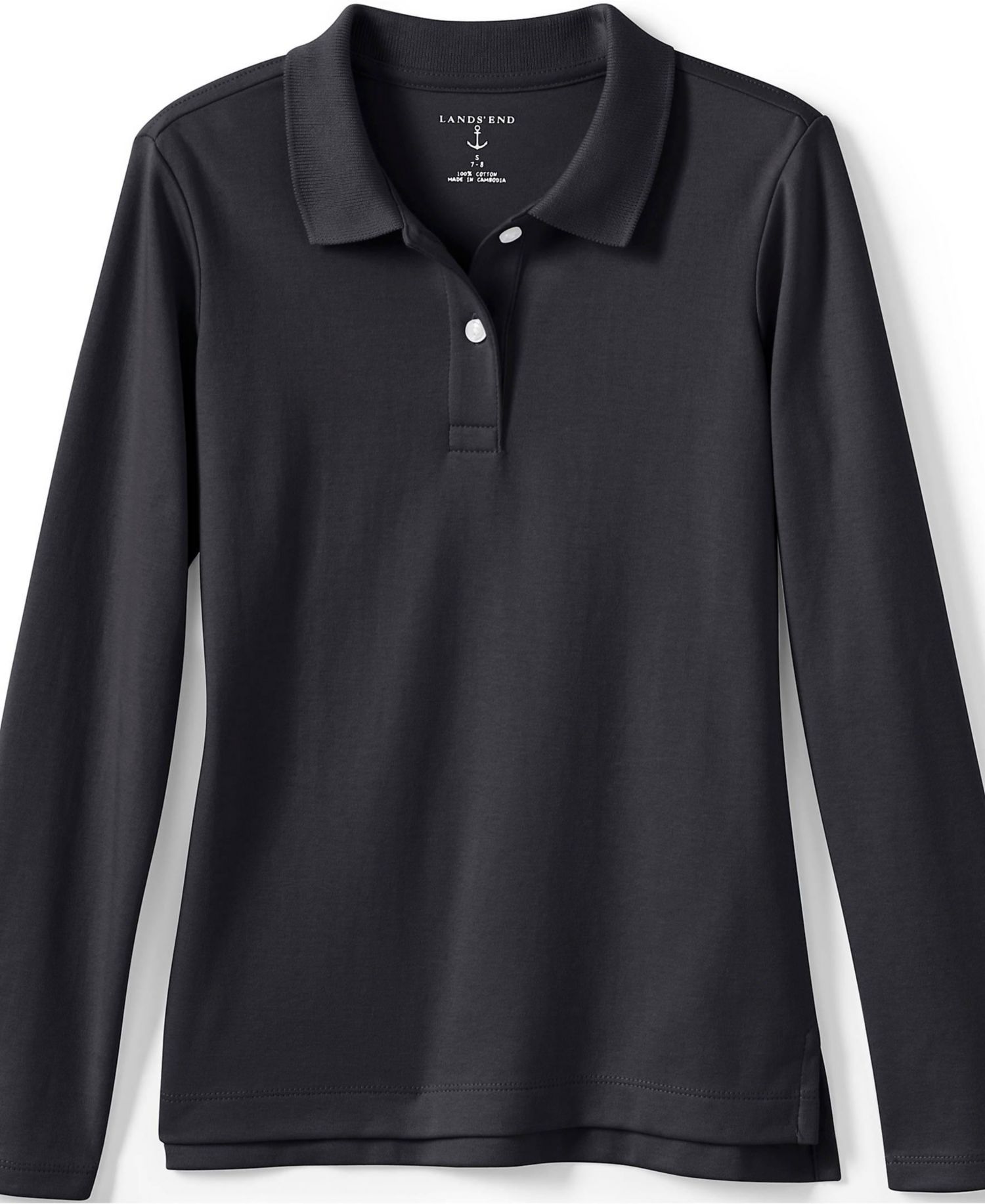 School Uniform Girls Long Sleeve Feminine Fit Interlock Polo Shirt