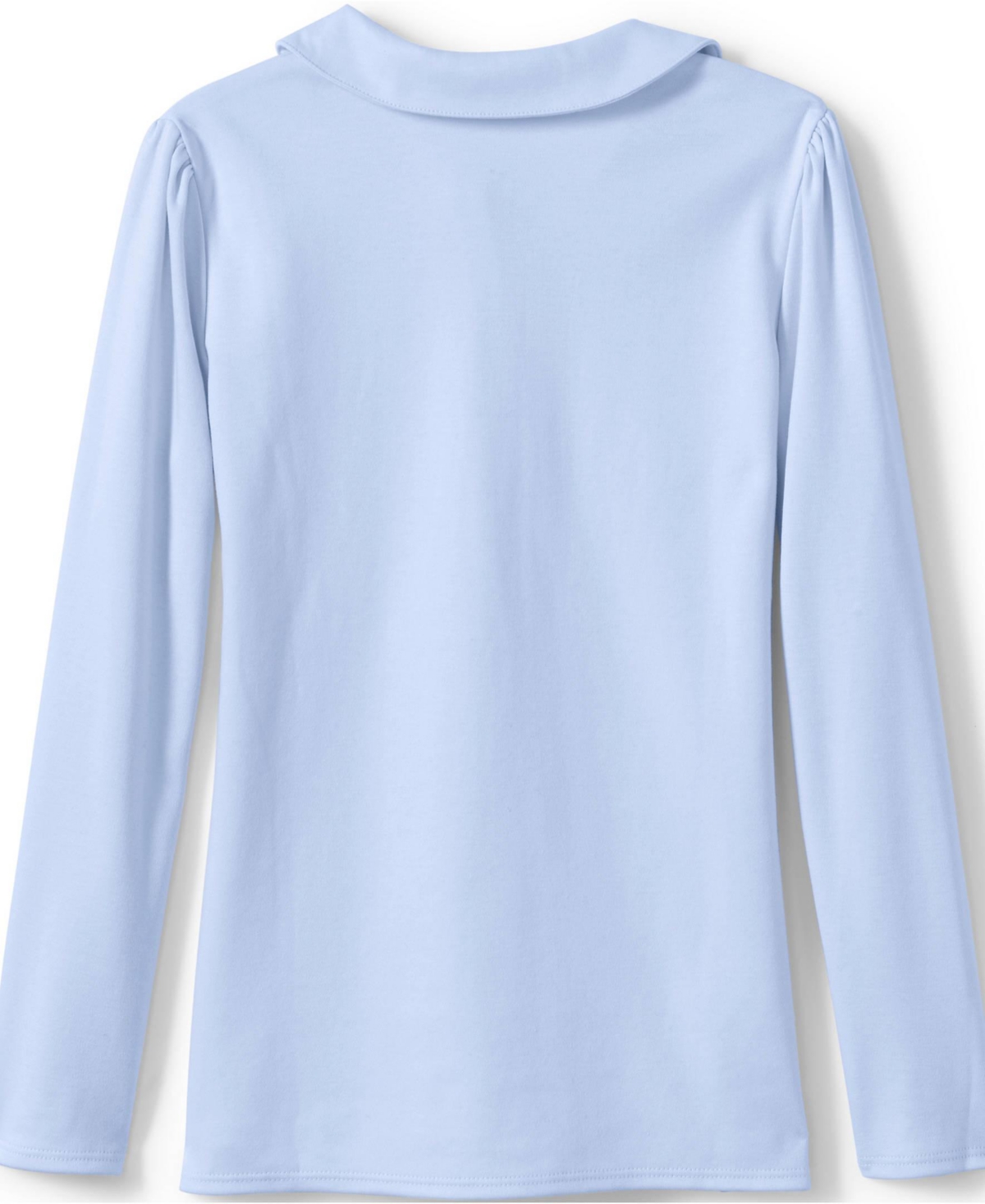 Lands' End Girls School Uniform Long Sleeve Peter Pan Collar Polo Shirt