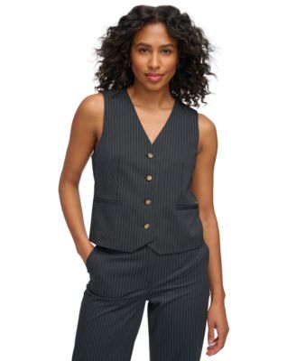 DKNY - Women's Button-Front Sleeveless Short Vest
