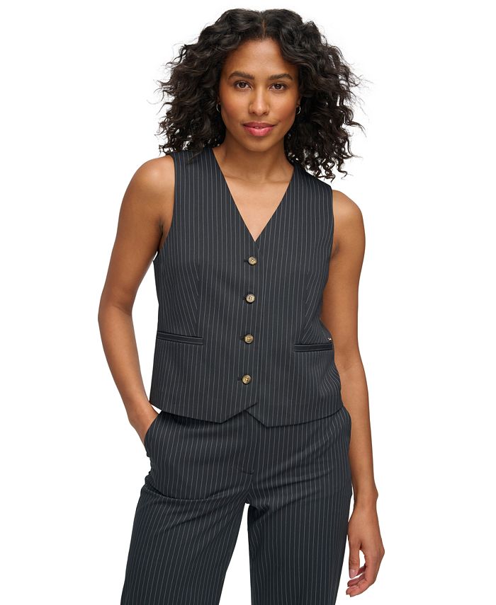 DKNY Women's Button-Front Sleeveless Short Vest - Macy's
