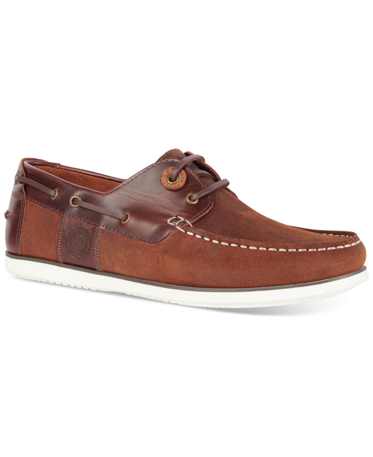 BARBOUR MEN'S LEATHER & SUEDE WAKE 2-EYE BOAT SHOES