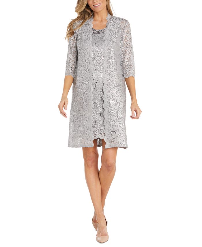 R & M Richards Women's Sequinned Lace Dress and Jacket - Macy's