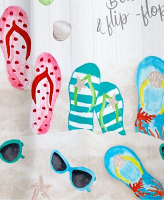 Beach Mode Flip-Flop Motif Resin Shower Curtain, 72" x 72"