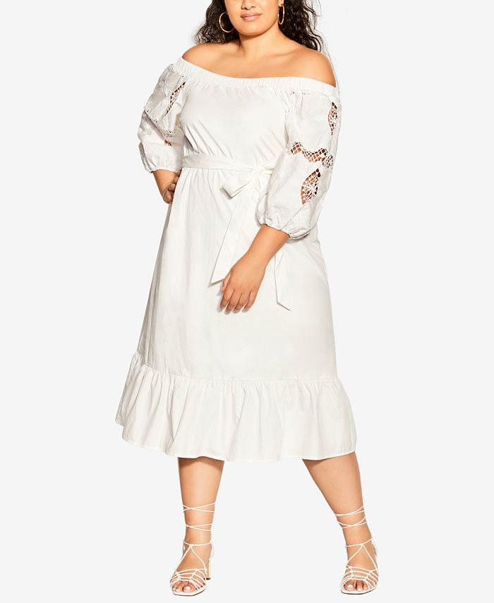 Macy's all white plus size dresses outlet