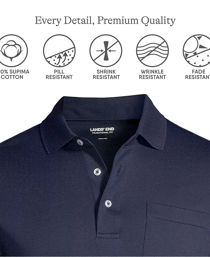 Big & Tall Short Sleeve Cotton Supima Polo Shirt with Pocket - thumbnail 7