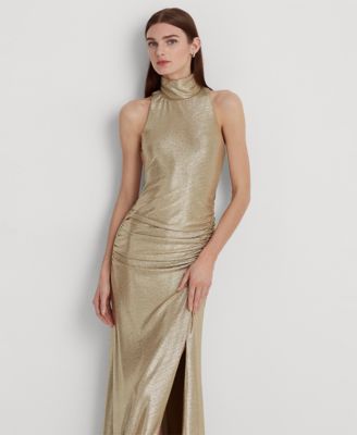 Lauren Ralph Lauren Women's Metallic Sleeveless Turtleneck Gown - Macy's