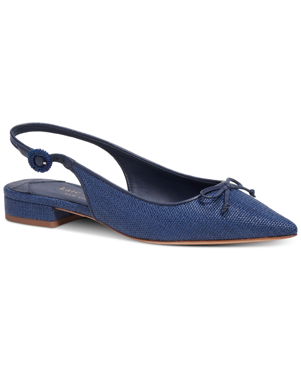 Kate Spade Veronica Raffia Sling-back Pointed Ballet Flats In Blazer Blue
