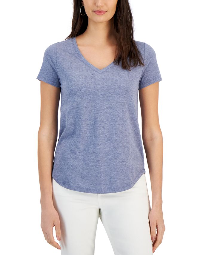 Style Co Women s V Neck Perfect Short Sleeve Top Created for