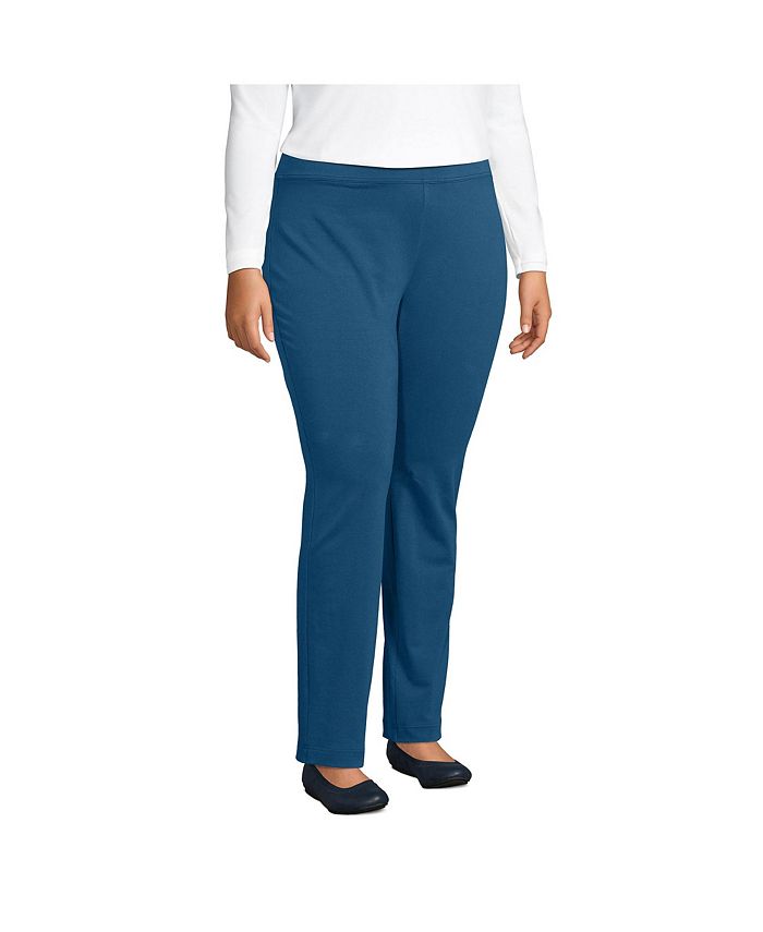 Lands' End Women's Plus Size Starfish Mid Rise Slim Leg Elastic Waist