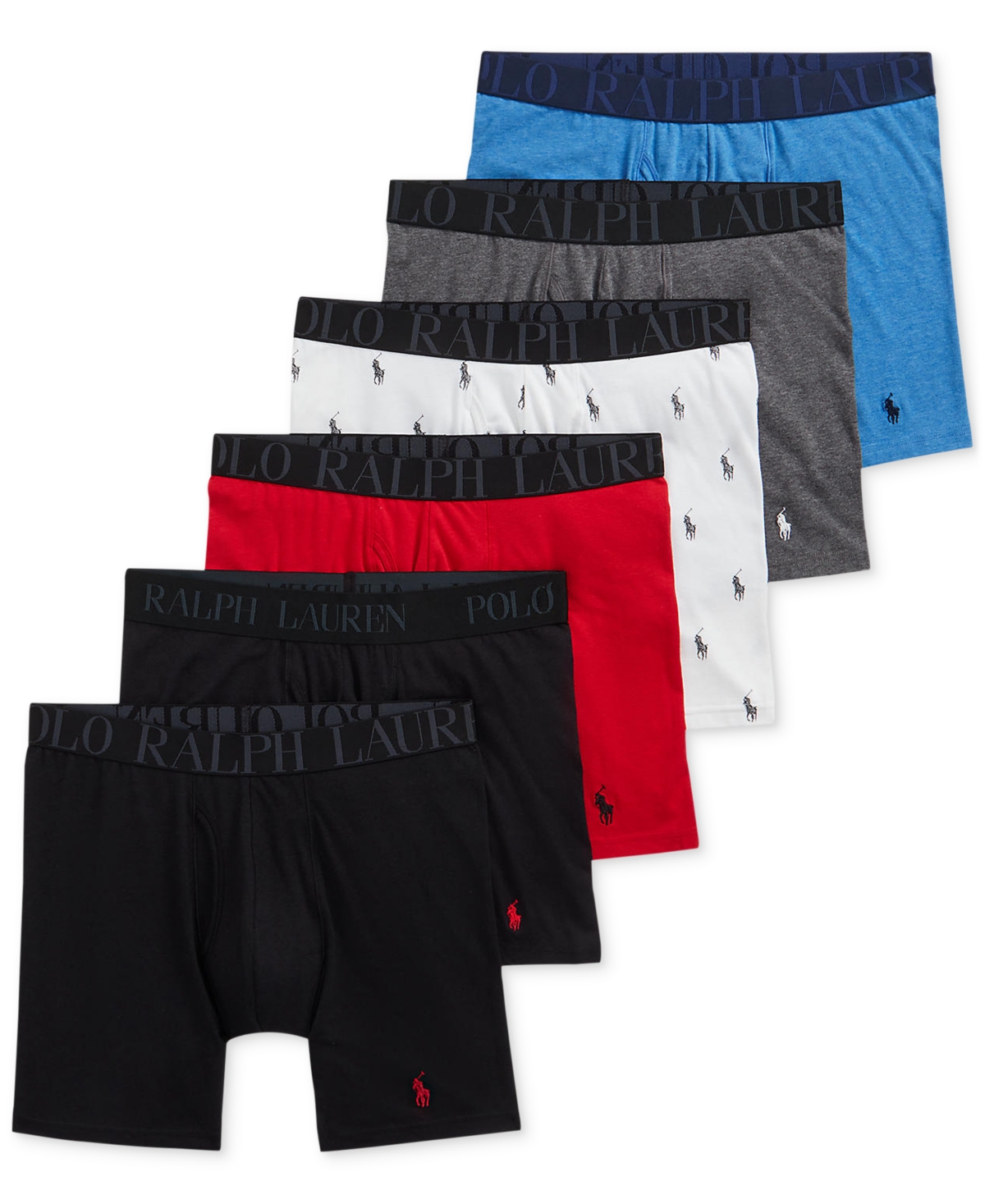 Polo Ralph Lauren Men's 5 Pack Classic Stretch Fit Boxer Briefs + 1 Bonus 4d Flex Cooling Modal Boxer Briefs In Polo Black,red