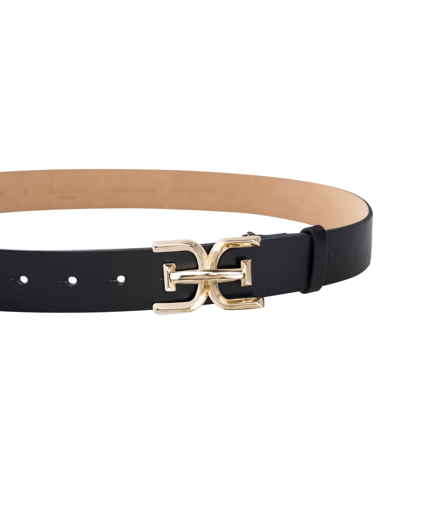 Женский ремень Sam Edelman Brass-Tone Double-E Plaque Buckle Casual, цвет: Чёрный — фото 5