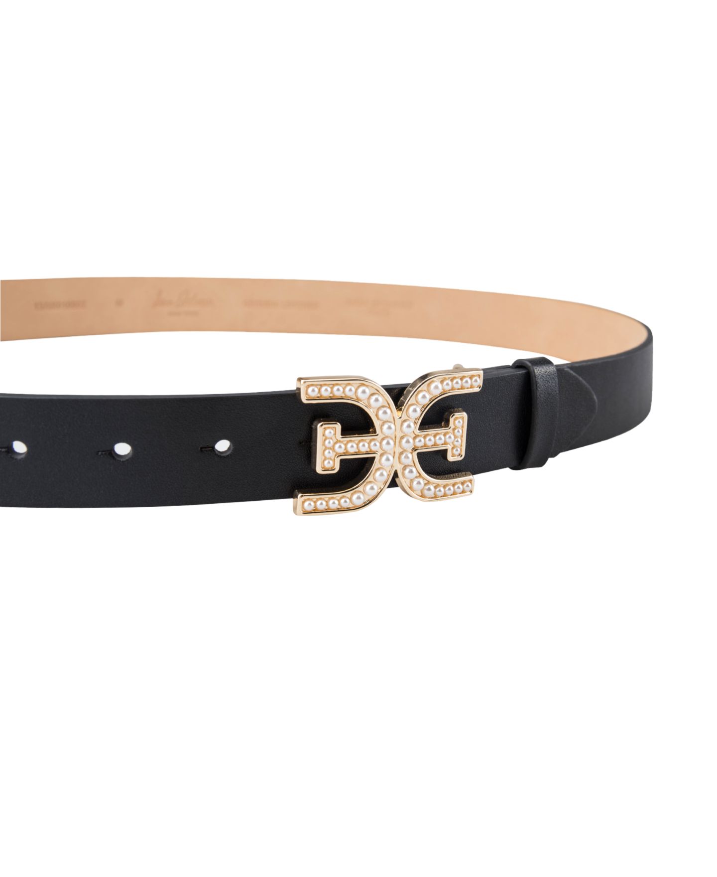 Женский ремень Sam Edelman Imitated Pearl Embellished Double-E Plaque Buckle, цвет: Чёрный — фото 5