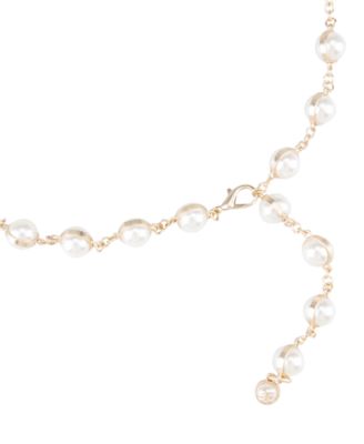 Women's Imitated Pearl Embellished Gold-Tone Chain Dress Belt