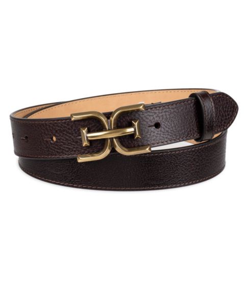 Женский ремень Sam Edelman Slim Double-E Plaque Buckle, цвет: Коричневый