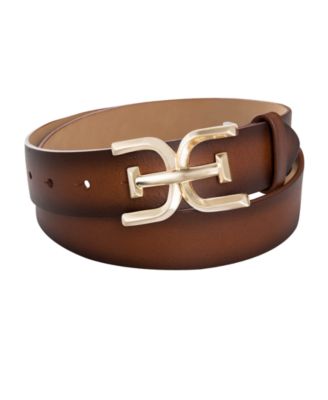 Women's Brass-Tone Double-E Plaque Buckle Casual Belt