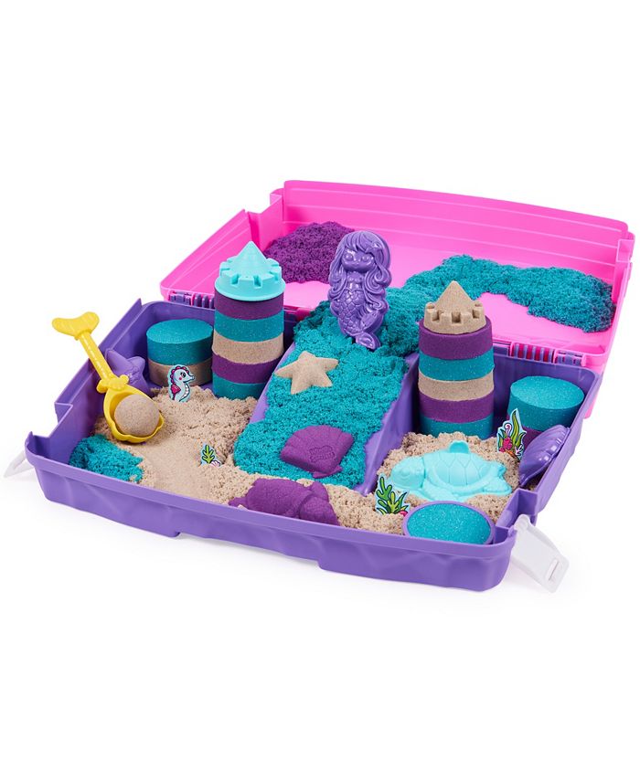 Kinetic Sand Mermaid Palace Playset, Shimmer Play Sand- Folding Sandbox &  Tools - Macy's