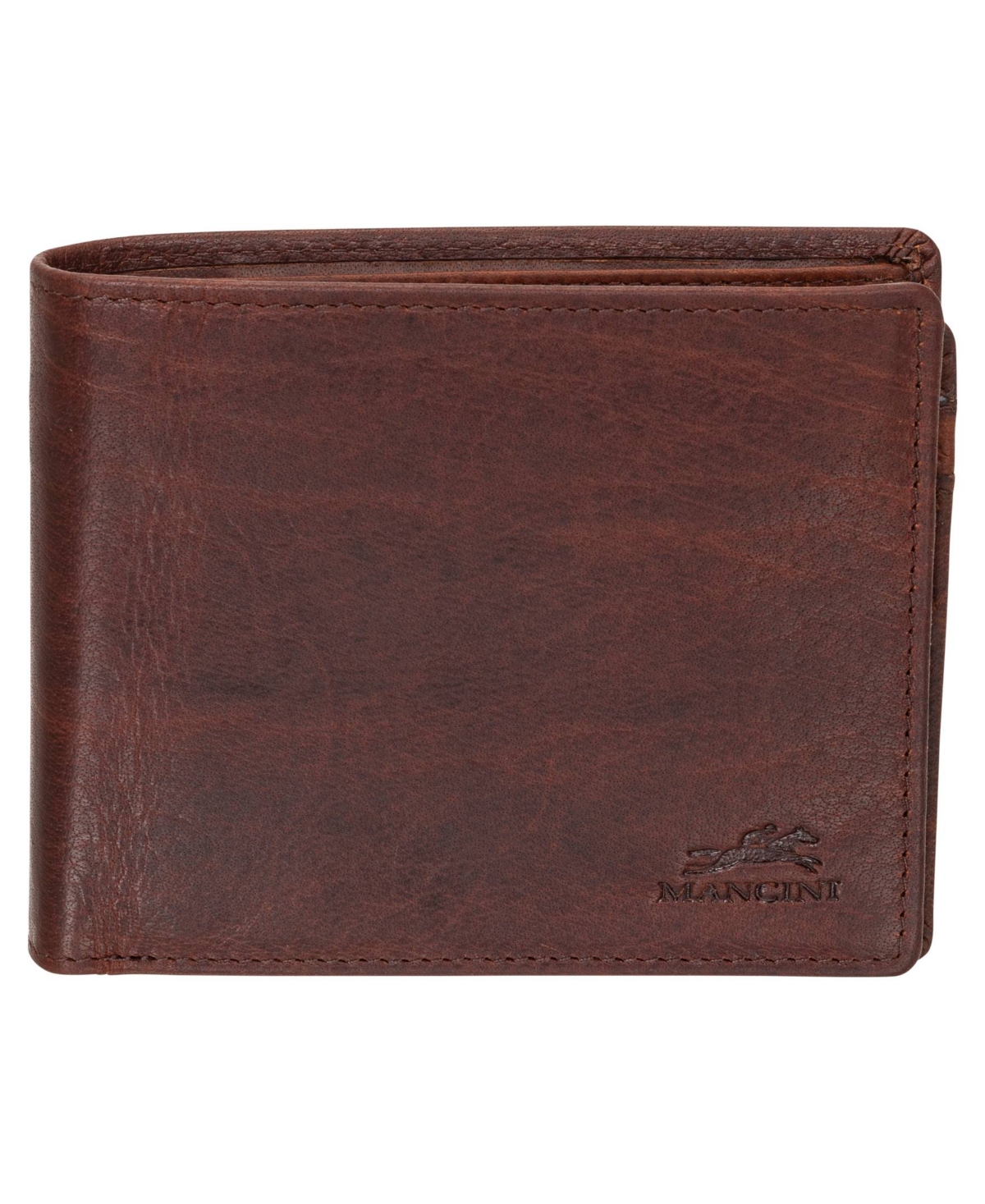 Mancini Men's Buffalo Rfid Secure Center Wing Wallet With Coin Pocket In Brown