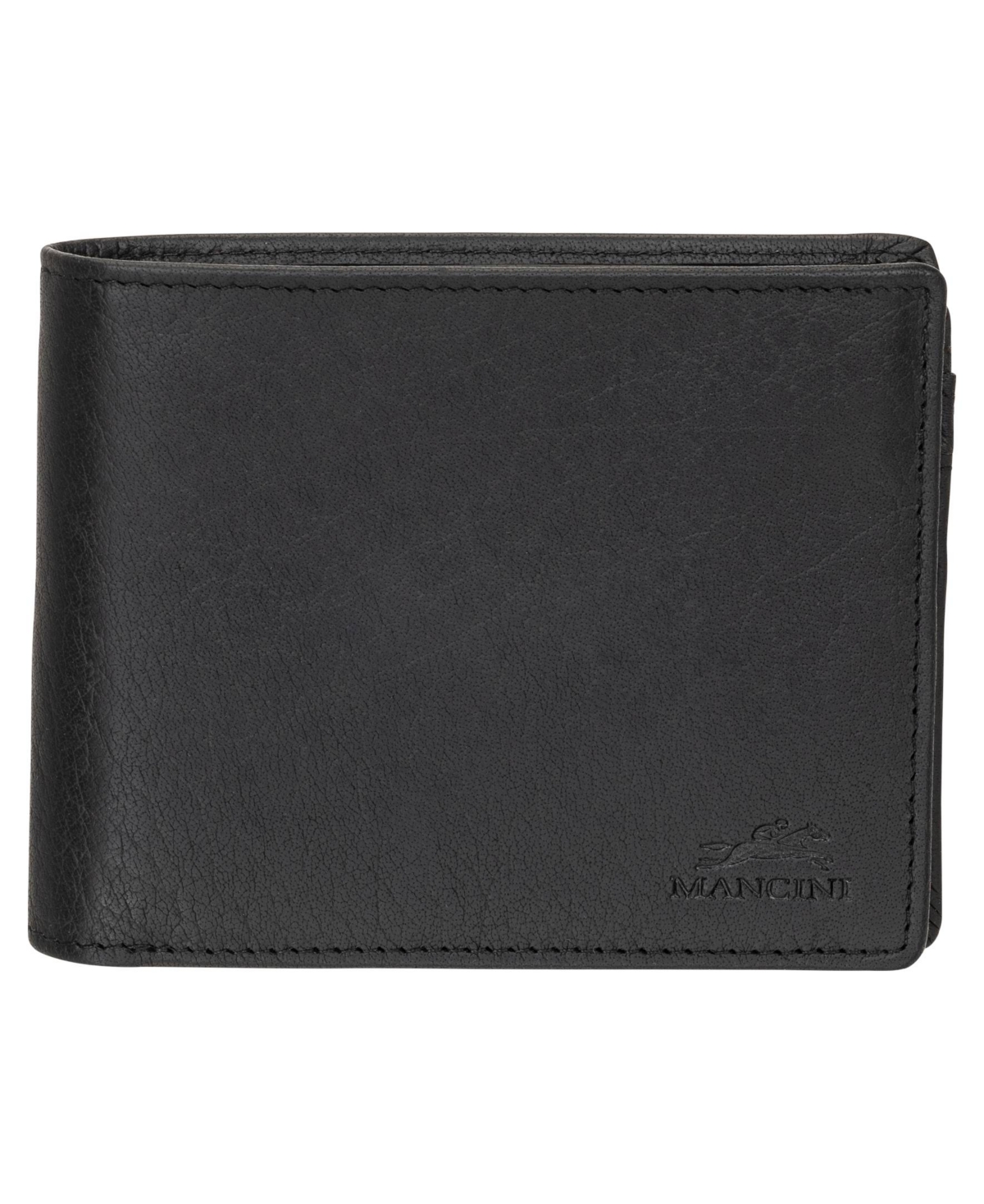 Mancini Men's Buffalo Rfid Secure Center Wing Billfold Wallet In Black