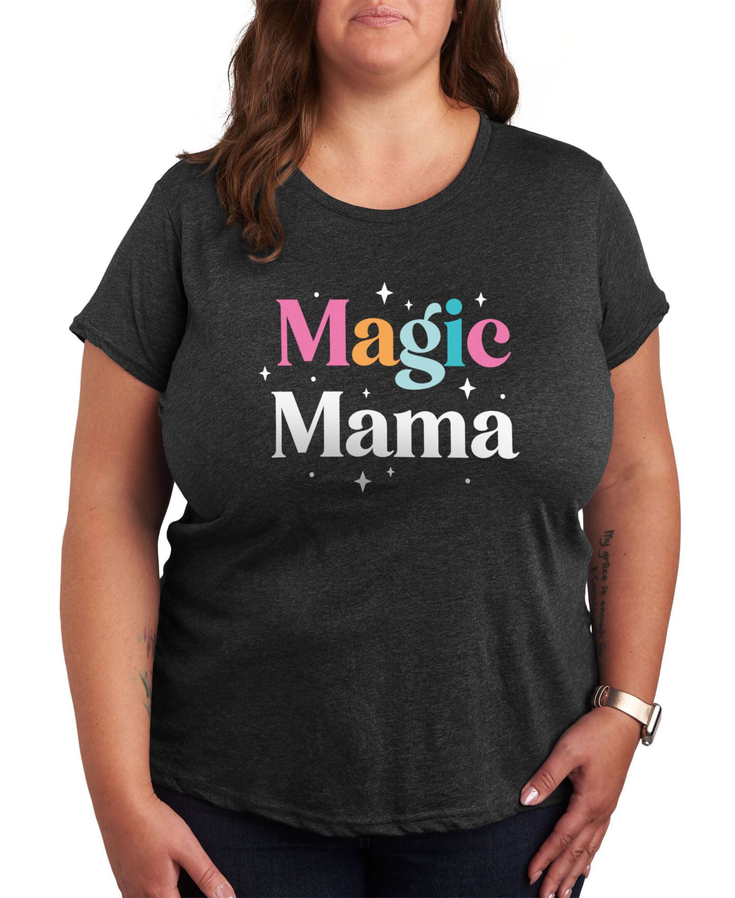 Женская футболка Hybrid Apparel Trendy Plus Size Magic Mama Graphic, цвет: Серый — фото 1