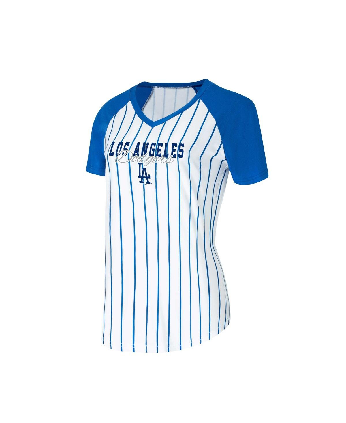 Concepts Sport Women's  White Los Angeles Dodgers Reel Pinstripe Nightshirt