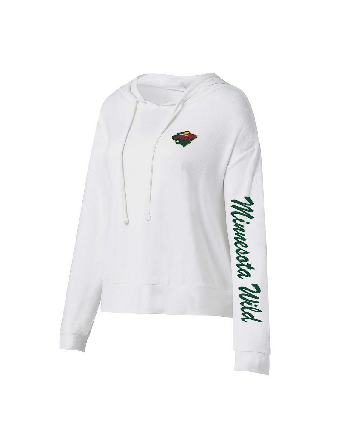 Concepts Sport Women's  White Minnesota Wild Accord Hacci Long Sleeve Hoodie T-shirt